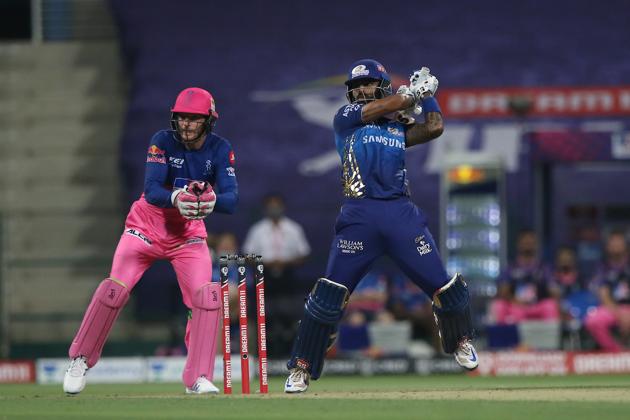 Suryakumar Yadav hits a shot. (IPL/Twitter)