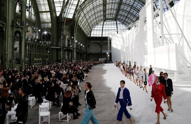 Thanks to the Covid-19 pandemic, only a limited number of ‘fashionistas’ were able to attend the show organised in the immense Grand Palais in central Paris. (REUTERS)