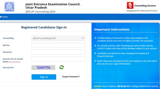 JEECUP first round seat allotment result 2020.(Screengrab) JEECUP first round seat allotment result 2020.(Screengrab)
