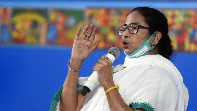 West Bengal Chief Minister Mamata Banerjee during an administrative review meeting in West Medinipur on Tuesday.(ANI)