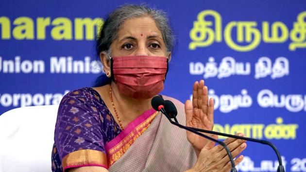 Sitharaman said that there is a change in the Essential commodities act, in which damages on products will be less and the rate will be fixed. (ANI Photo) Sitharaman said that there is a change in the Essential commodities act, in which damages on products will be less and the rate will be fixed. (ANI Photo)