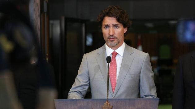 Canada's Prime Minister Justin Trudeau speaks during a news conference on Parliament Hill in Ottawa in August.(AFP file)