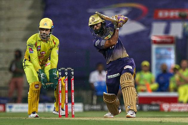 Abu Dhabi: Rahul Tripathi of Kolkata Knight Riders plays a shot during IPL 2020 cricket match against Chennai Super Kings, at Sheikh Zayed Stadium in Abu Dhabi, United Arab Emirates, Wednesday, Oct. 7, 2020. (PTI Photo/Sportzpics for BCCI)(PTI07-10-2020_000193A) (PTI)