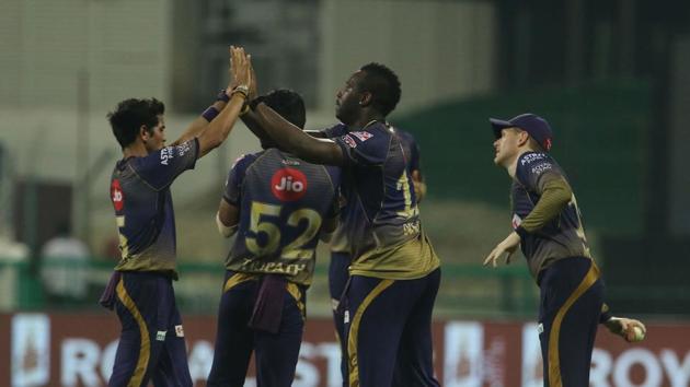 IPL 2020 KKR vs CSK: Kolkata Knight Riders players celebrate their team’s win(IPL/Twitter)