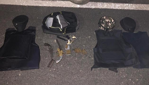 The police recovered six pistols, three bulletproof jackets and three bulletproof helmets from them. (Source: Delhi Police) The police recovered six pistols, three bulletproof jackets and three bulletproof helmets from them. (Source: Delhi Police)