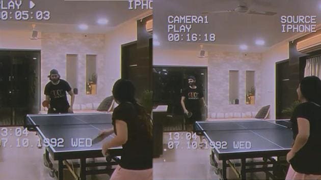 Kartik Aaryan and Kritika Tiwari during a table tennis match. Kartik Aaryan and Kritika Tiwari during a table tennis match.