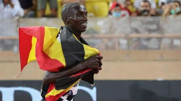 Uganda’s Joshua Cheptegei celebrates after winning the men’s 5000m Pool. (Reuters) Uganda’s Joshua Cheptegei celebrates after winning the men’s 5000m Pool. (Reuters)