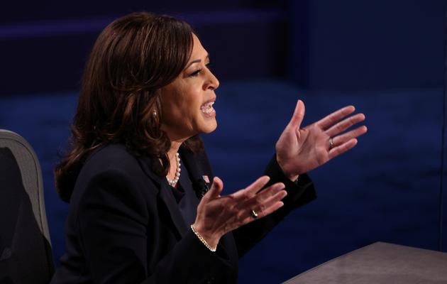 Democratic vice presidential nominee Senator Kamala Harris speaks during the vice presidential campaign debate with U.S. Vice President Mike Pence held on the campus of the University of Utah in Salt Lake City, Utah, U.S(REUTERS)