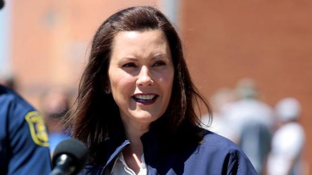 Michigan Governor Gretchen Whitmer addresses the media about the flooding along the Tittabawassee River, after several dams breached, in downtown Midland, Michigan, US. (REUTERS)