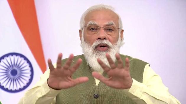 Prime Minister Narendra Modi delivers a keynote address at the Invest India conference in Canada through video conferencing, in New Delhi. (PTI) Prime Minister Narendra Modi delivers a keynote address at the Invest India conference in Canada through video conferencing, in New Delhi. (PTI)