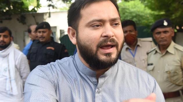 RJD leader Tejashwi Yadav accused the BJP of making “baseless allegations” and trying to implicate him falsely in a case. (Photo by Santosh Kumar/ Hindustan Times) RJD leader Tejashwi Yadav accused the BJP of making “baseless allegations” and trying to implicate him falsely in a case. (Photo by Santosh Kumar/ Hindustan Times)