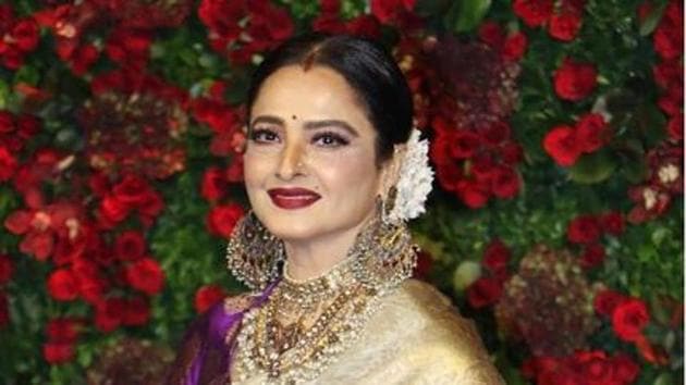 Rekha is often seen at public events, sporting sindoor.