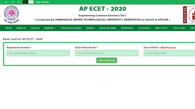 AP ECET rank card 2020.(Screengrab) AP ECET rank card 2020.(Screengrab)