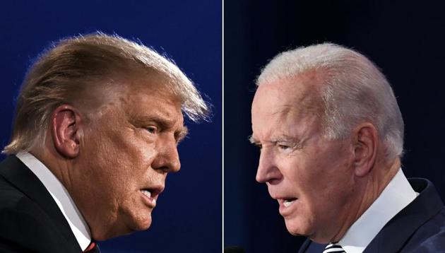 US President Donald Trump (L) and Democratic Presidential candidate former vice-president Joe Biden squaring off during the first presidential debate at the Case Western Reserve University and Cleveland Clinic in Cleveland, Ohio on September 29. (AFP file) US President Donald Trump (L) and Democratic Presidential candidate former vice-president Joe Biden squaring off during the first presidential debate at the Case Western Reserve University and Cleveland Clinic in Cleveland, Ohio on September 29. (AFP file)