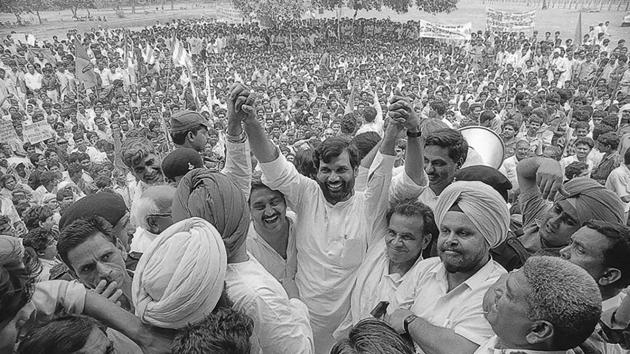 In this file photo from 08 July 1992, Ram Vilas Paswan is seen at a Janata Dal Rally at Boat Club in New Delhi, India.(Photo by HC Tiwari/HT Archive)