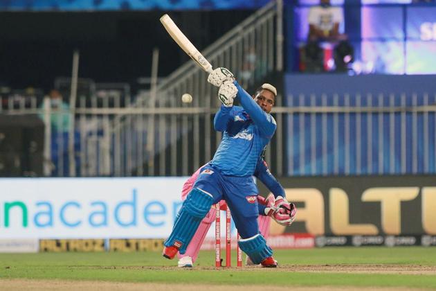 UAE, Oct 09 (ANI): Shimron Hetmyer of Delhi Capitals plays a shot during match 23 of IPL 2020 at Sharjah Cricket Stadium, in Sharjah on Friday. (BCCI/IPL/ANI Photo) (ANI)