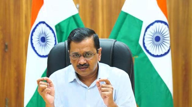 Delhi chief minister Arvind Kejriwal addressing a press conference from his residence, in New Delhi, on Friday.(HT Photo) Delhi chief minister Arvind Kejriwal addressing a press conference from his residence, in New Delhi, on Friday.(HT Photo)