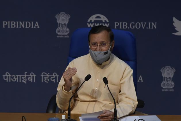 Prakash Javadekar, Minister of Environment, Forest and Climate Change and Information and Broadcasting during a cabinet decision briefing at National Media Centre in New Delhi. (Vipin Kumar/HT PHOTO) Prakash Javadekar, Minister of Environment, Forest and Climate Change and Information and Broadcasting during a cabinet decision briefing at National Media Centre in New Delhi. (Vipin Kumar/HT PHOTO)