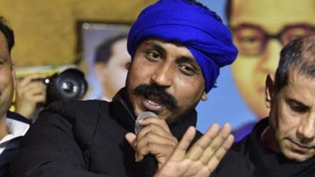 Bhim Army chief Chandrashekhar Azad has been criticising the UP government over the Hathras case.(HT Photo) Bhim Army chief Chandrashekhar Azad has been criticising the UP government over the Hathras case.(HT Photo)