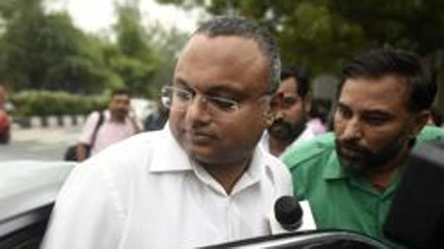 Former finance minister P Chidambaram's son Karti Chidambaram leaves after addressing the media outside Tihar Jail, in New Delhi. (Biplov Bhuyan/HT FILE PHOTO) Former finance minister P Chidambaram's son Karti Chidambaram leaves after addressing the media outside Tihar Jail, in New Delhi. (Biplov Bhuyan/HT FILE PHOTO)