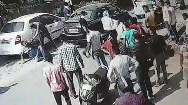 A grab of a CCTV footage from a nearby building. (HT PHOTOS) A grab of a CCTV footage from a nearby building. (HT PHOTOS)