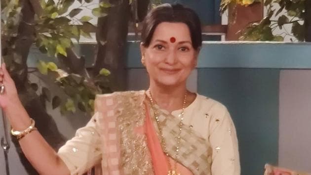 Himani Shivpuri on the sets of Happu Ki Ultan Paltan.