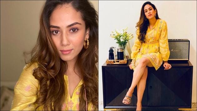 Mira Rajput makes heads turn in a chic yellow hand embroidered dress(Instagram/anitadongregrassroot)