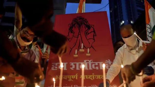 Candle light march against the gang-rape and murder of a Dalit woman in Hathras district of Uttar Pradesh. (Satish Bate/HT Photo) Candle light march against the gang-rape and murder of a Dalit woman in Hathras district of Uttar Pradesh. (Satish Bate/HT Photo)