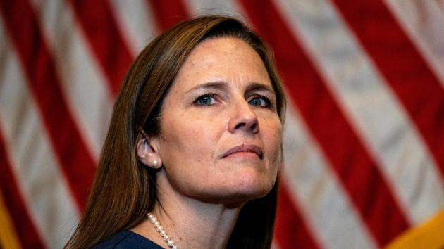 Judge Amy Coney Barrett, US President Donald Trump's nominee for the US Supreme Court, in the US Capitol, in Washington.(Reuters Photo)