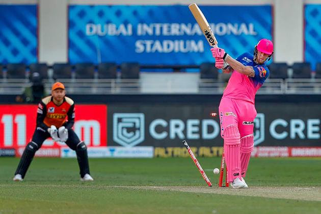Dubai: Rajasthan Royals batsman Ben Stokes plays a shot during the Indian Premier League 2020 cricket match against Sunrisers Hyderabad, at Dubai International Cricket Stadium, in Dubai, Sunday, Oct. 11, 2020. (PTI Photo/Sportzpics for BCCI)(PTI11-10-2020_000105B) (PTI)