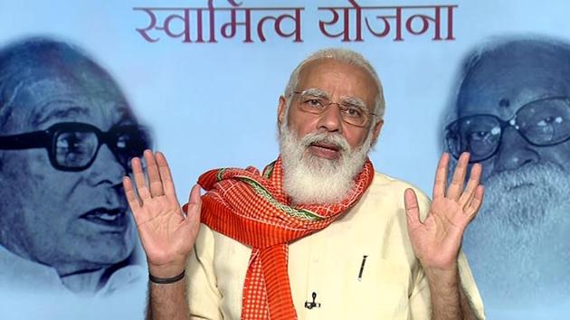 Prime Minister Narendra Modi interacted with the beneficiaries of Svamitva scheme through video conferencing. (ANI Photo) Prime Minister Narendra Modi interacted with the beneficiaries of Svamitva scheme through video conferencing. (ANI Photo)