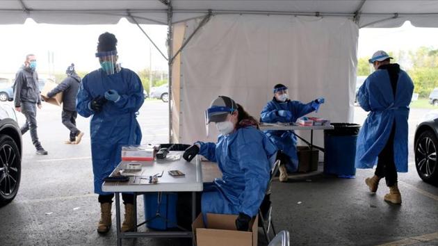 Personnel administer coronavirus disease (Covid-19) tests in Milwaukee, Wisconsin, US. (Reuters) Personnel administer coronavirus disease (Covid-19) tests in Milwaukee, Wisconsin, US. (Reuters)