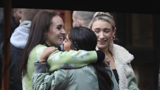 Young people gesture as they socialise, in Manchester, England, Sunday, Oct. 11, 2020. Millions of people in northern England are waiting to hear whether they will be put under tighter coronavirus restrictions in the coming days. (AP) Young people gesture as they socialise, in Manchester, England, Sunday, Oct. 11, 2020. Millions of people in northern England are waiting to hear whether they will be put under tighter coronavirus restrictions in the coming days. (AP)