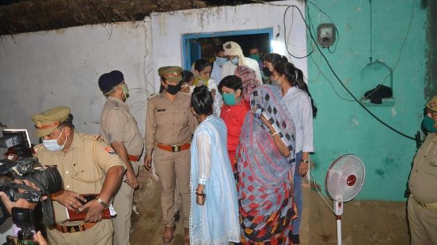 The aggrieved family leaves their home in Hathras for Lucknow on Monday morning. (HT photo) The aggrieved family leaves their home in Hathras for Lucknow on Monday morning. (HT photo)