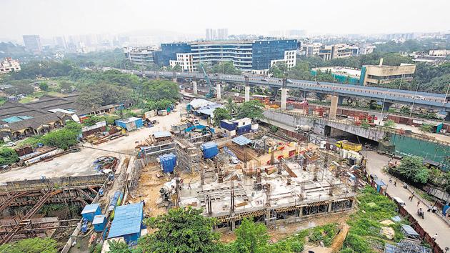 The site of the car shed for Metro-3 corridor at Aarey Colony. (Satyabrata Tripathy/HT Photo) The site of the car shed for Metro-3 corridor at Aarey Colony. (Satyabrata Tripathy/HT Photo)