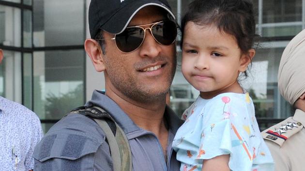 MS Dhoni of with his daughter at the Chandigarh airport in April 2018.(Ravi Kumar/HT File Photo) MS Dhoni of with his daughter at the Chandigarh airport in April 2018.(Ravi Kumar/HT File Photo)
