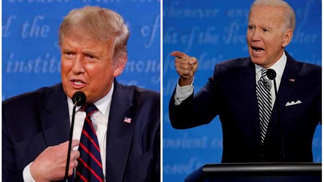 US president Donald Trump (left) and Democratic presidential nominee Joe Biden speaking during the first 2020 presidential campaign debate, held on the campus of the Cleveland Clinic at Case Western Reserve University in Cleveland, Ohio, September 29, 2020 (REUTERS/Brian Snyder/File Photo) US president Donald Trump (left) and Democratic presidential nominee Joe Biden speaking during the first 2020 presidential campaign debate, held on the campus of the Cleveland Clinic at Case Western Reserve University in Cleveland, Ohio, September 29, 2020 (REUTERS/Brian Snyder/File Photo)