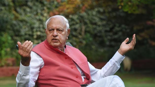Jammu and Kashmir National Conference leader Farooq Abdullah during an interview with Hindustan Times in Srinagar. (Photo by Waseem Andrabi / Hindustan Times)