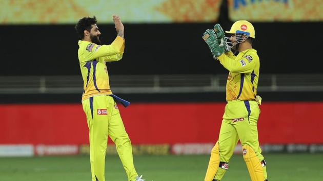 Ravindra Jadeja and Dwayne Bravo celebrates. (IPL/Twitter)