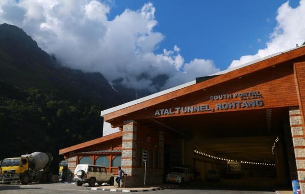 The 9.02-km Atal Tunnel across the Rohtang Pass provides all-weather connectivity between Manali and Lahaul-Spiti districts in Himachal Pradesh. It took a decade for the tunnel to be completed.(HT file photo)