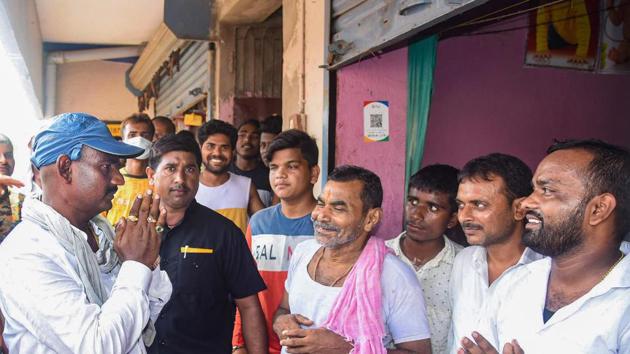 Ritlal Yadav during a door-to-door election campaign, at Danapur, in Patna in Sept ember, 2020.(PTI File)