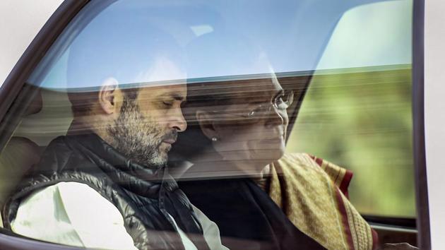 Congress President Sonia Gandhi and Rahul Gandhi leaves Parliament House after attending proceedings during the Budget Session, in New Delhi.(PTI/ File photo)