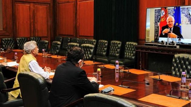 External affairs minister S Jaishankar and his Portuguese counterpart Augusto Santos Silva held a virtual meeting to discuss cooperation in the post-Covid-19 world. (TWITTER/ @DrSJaishankar.) External affairs minister S Jaishankar and his Portuguese counterpart Augusto Santos Silva held a virtual meeting to discuss cooperation in the post-Covid-19 world. (TWITTER/ @DrSJaishankar.)