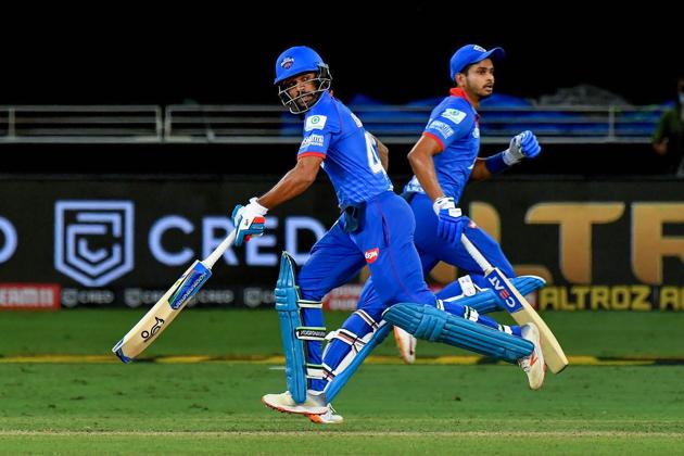 Dubai: Delhi Capitals captain Shreyas Iyer and player Shikhar Dhawan during the Indian Premier League (IPL) cricket match against Rajasthan Royals, at the Dubai International Cricket Stadium in Dubai, Wednesday, Oct. 14, 2020. (PTI Photo/Sportzpics for BCCI)(PTI14-10-2020_000222B) (PTI)