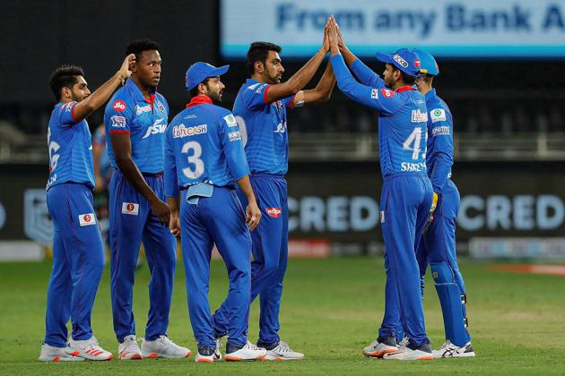 Dubai: Delhi Capitals players celebrate the wicket of Steve Smith captain of Rajasthan Royals during the Indian Premier League (IPL) cricket match, at the Dubai International Cricket Stadium in Dubai, Wednesday, Oct. 14, 2020. (PTI Photo/Sportzpics for BCCI)(PTI14-10-2020_000231A) (PTI)