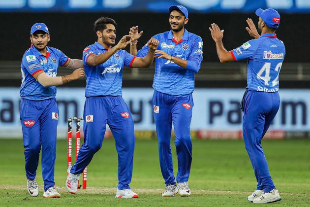 Dubai:Tushar Deshpande of Delhi Capitals celebrates the wicket of Ben Stokes of Rajasthan Royals during the Indian Premier League (IPL) cricket match, at the Dubai International Cricket Stadium in Dubai, Wednesday, Oct. 14, 2020. (PTI Photo/Sportzpics for BCCI)(PTI14-10-2020_000234B) (PTI)