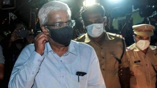 M Sivasankar, former principal secretary of Kerala Chief Minister leaves NIA office after being questioned by the agency in Kerala gold smuggling case, in Kochi in September.(PTI FILE PHOTO)