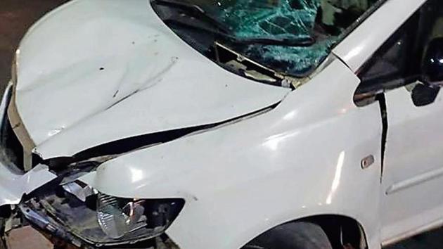 The Honda City car that allegedly hit the four people in Model Town. (Sourced) The Honda City car that allegedly hit the four people in Model Town. (Sourced)