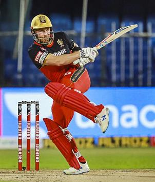 Sharjah: Royal Challengers Bangalore batsman Aaron Finch plays a shot during the Indian Premier League (IPL) cricket match against Kings XI Punjab, at Sharjah Cricket Stadium, in Sharjah, Thursday, Oct. 15, 2020. (PTI Photo/Sportzpics)(PTI15-10-2020_000214B) (PTI)