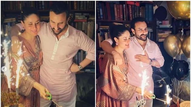 Celebrations are usually close family affairs. Seen here, the couple celebrate Kareena’s 40th birthday.